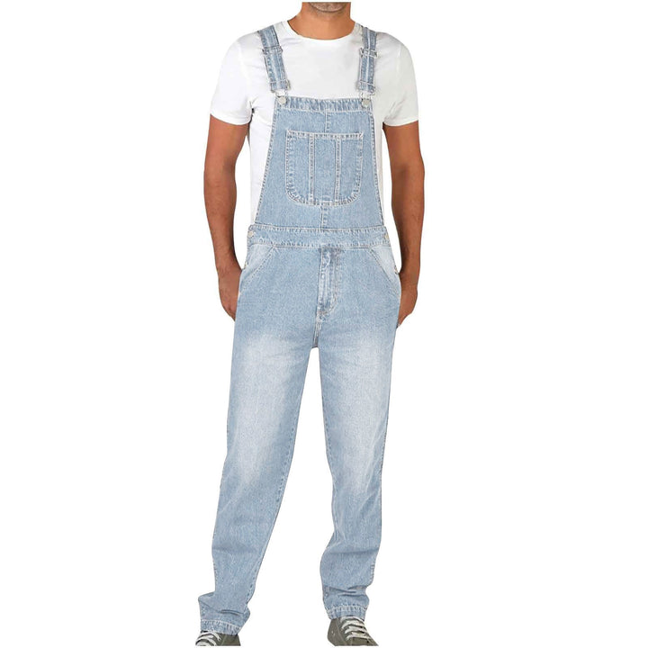 "Herren Latzhose Dunkelblau, hochwertiger Denim, verstellbare Träger, praktische Taschen, vielseitig kombinierbar"