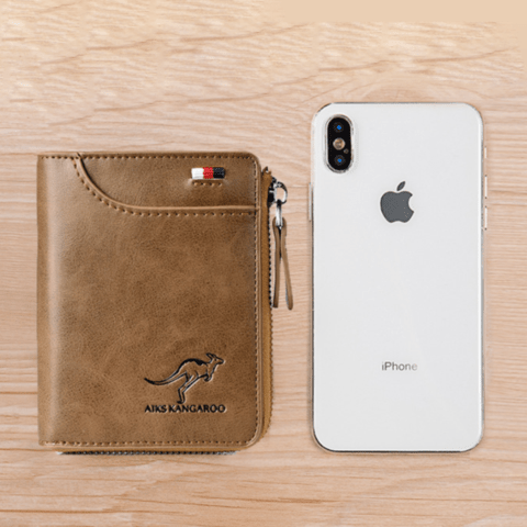 "Herren Leder Geldbörse mit RFID-Schutz, Anti-Diebstahl, kompakt, mehrere Fächer, in edlem Braun"