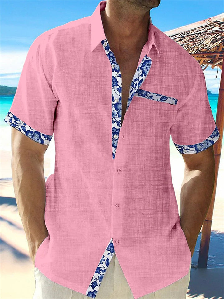 "Herren Leinenhemd, atmungsaktiv, stilvolle Muster, kühles Design, ideal für Sommer, bequem für Freizeit und Abende."