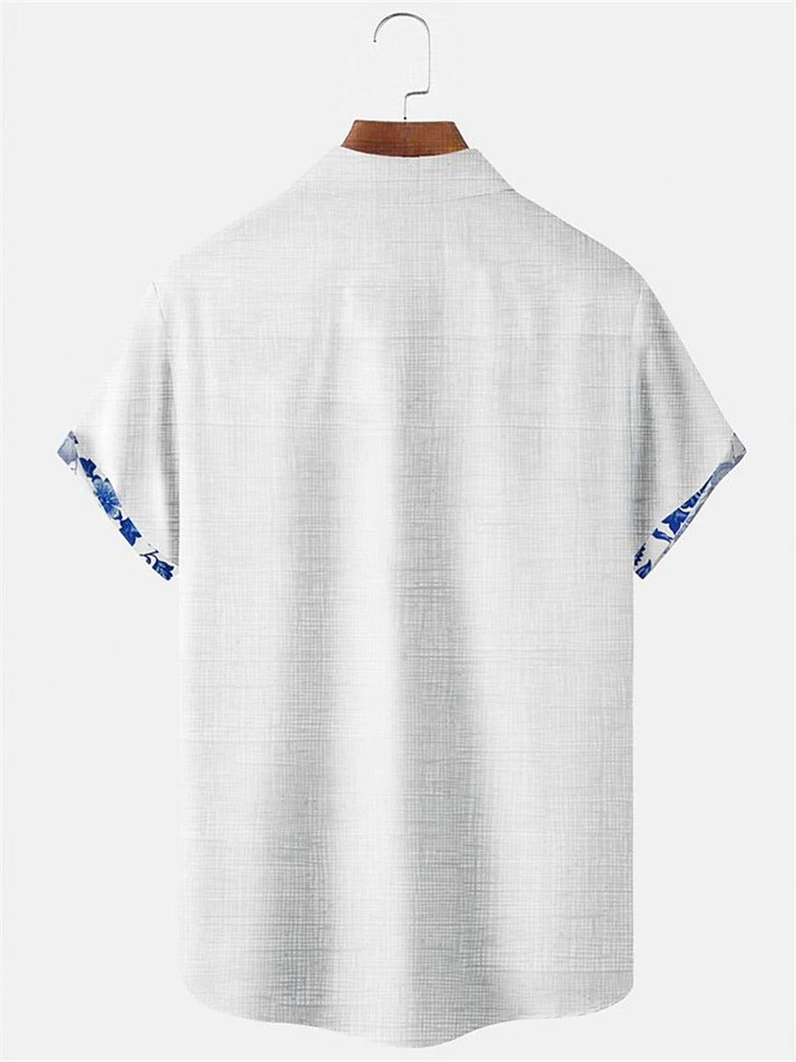 "Herren Leinenhemd, atmungsaktiv, stilvolle Muster, kühles Design, ideal für Sommer, bequem für Freizeit und Abende."