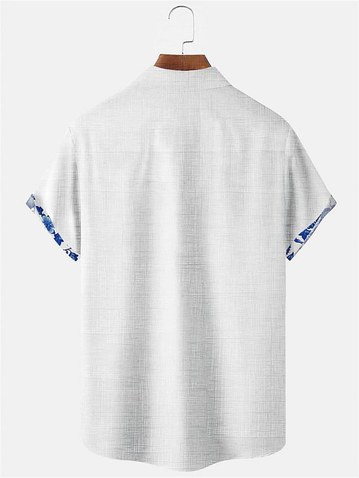 "Herren Leinenhemd, atmungsaktiv, stilvolle Muster, kühles Design, ideal für Sommer, bequem für Freizeit und Abende."