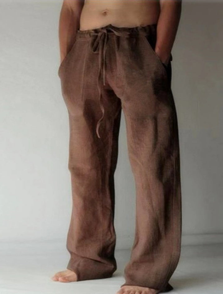 "Herren Leinenhose, atmungsaktiv, lässig, ideal für Sommer, beige, bequeme Passform, knöchellang, perfekt für warme Tage."