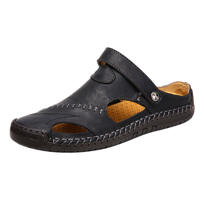 "Herren orthopädische Ledersandalen, komfortabel, braunes Leder, rutschfeste Sohle, ideal für sommerliche Freizeitaktivitäten
