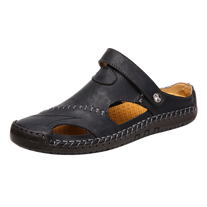 "Herren orthopädische Ledersandalen, komfortabel, braunes Leder, rutschfeste Sohle, ideal für sommerliche Freizeitaktivitäten