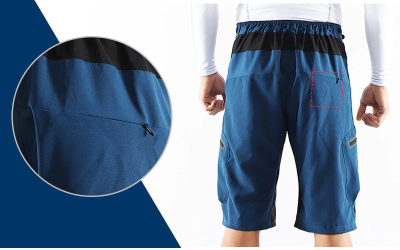 "Herren Outdoor Radhose, atmungsaktiv, elastischer Bund, Reißverschlusstaschen, ideal für Radfahren und Outdoor-Abenteuer."