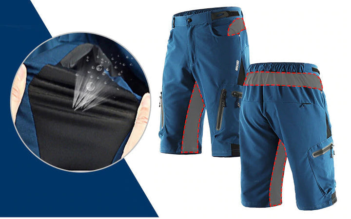 "Herren Outdoor Radhose, atmungsaktiv, elastischer Bund, Reißverschlusstaschen, ideal für Radfahren und Outdoor-Abenteuer."