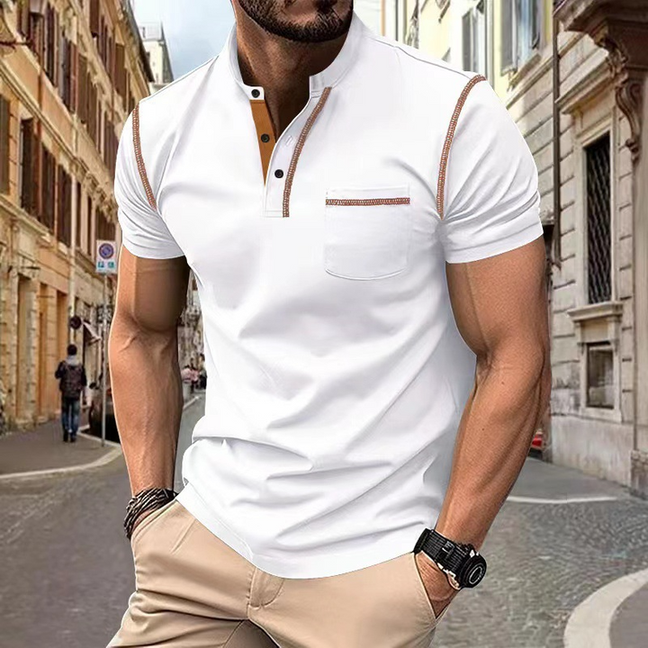 "Herren Polo in elegantem Design, zeitloser Schnitt, navyblau, kurzärmelig, perfekt für Freizeit und spezielle Anlässe"