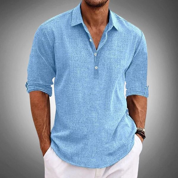 "Herren Polo Shirt, atmungsaktiv aus 100% Leinen, elegante Silhouette in sommerlichen Farben, ideal für Casual und formelle A