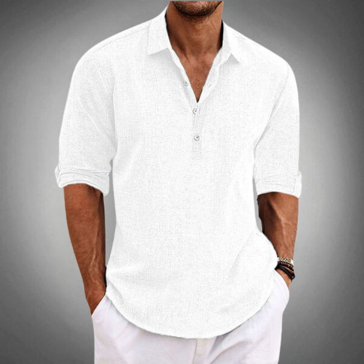 "Herren Polo Shirt, atmungsaktiv aus 100% Leinen, elegante Silhouette in sommerlichen Farben, ideal für Casual und formelle A