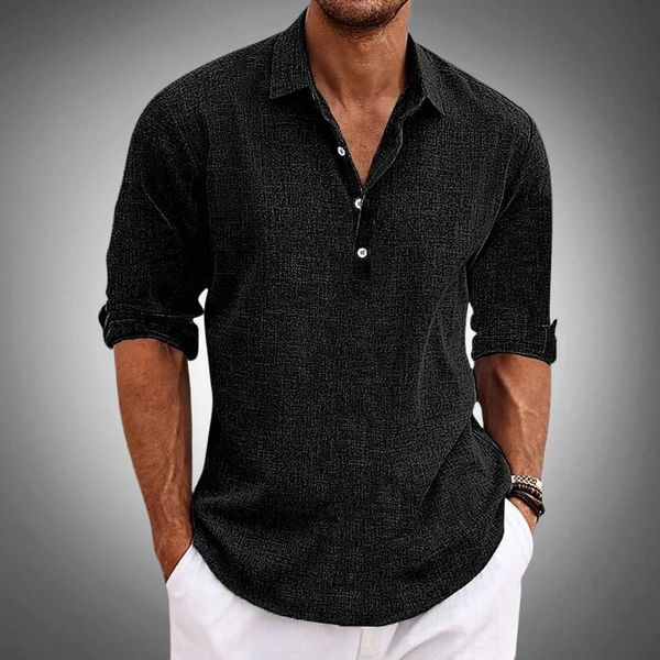 "Herren Polo Shirt, atmungsaktiv aus 100% Leinen, elegante Silhouette in sommerlichen Farben, ideal für Casual und formelle A