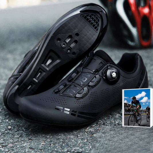 Herren Radfahrschuh in Schwarz, ergonomisches Design, verstellbarer Verschluss, ideale Belüftung für Straßen- und Mountainbik