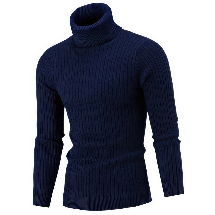 "Herren Rollkragenpullover in Blau, elastisch, weich, vielseitig, zeitloses Design für eleganten Auftritt bei jeder Gelegenhe
