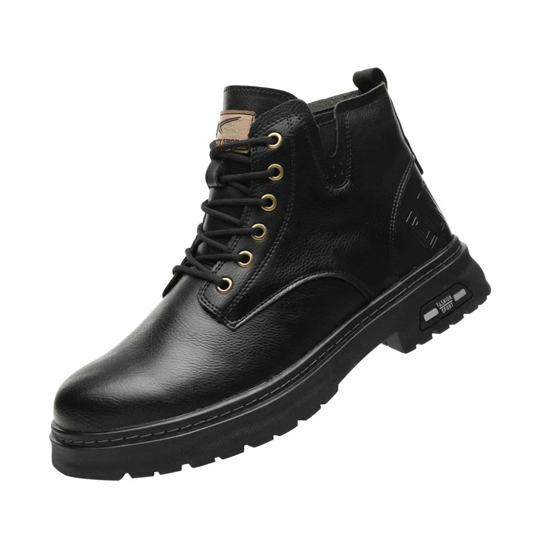 "Herren Schnürstiefel aus Echtleder mit Reißverschluss, zeitloses Design, robuste Struktur, elegante braune Farbe"