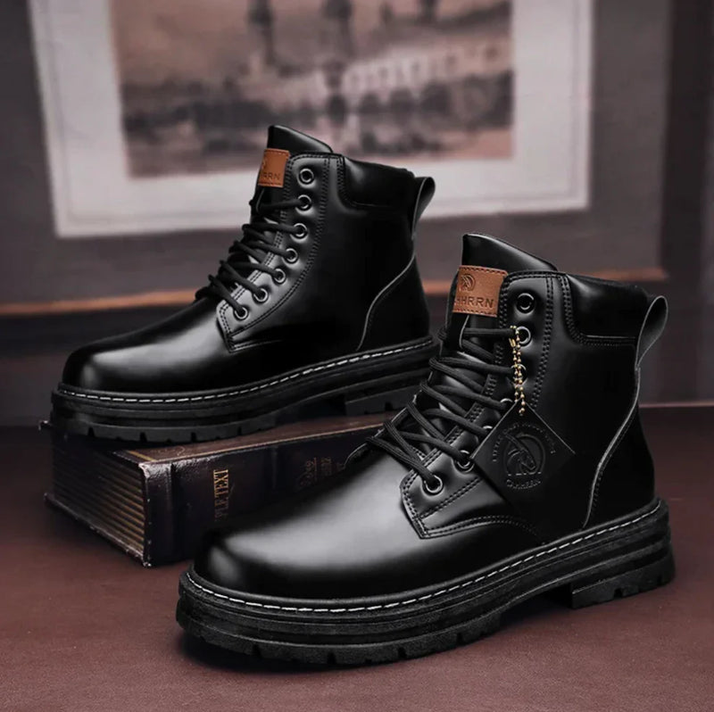 "Herren-Schnürstiefel wasserdicht, rutschfest, aus hochwertigem Leder, stilvoll und robust, mit Komfortsohle für sicheren Hal