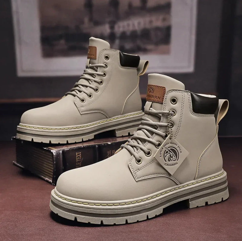 "Herren-Schnürstiefel wasserdicht, rutschfest, aus hochwertigem Leder, stilvoll und robust, mit Komfortsohle für sicheren Hal