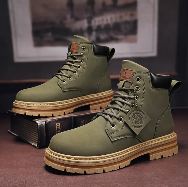 "Herren-Schnürstiefel wasserdicht, rutschfest, aus hochwertigem Leder, stilvoll und robust, mit Komfortsohle für sicheren Hal
