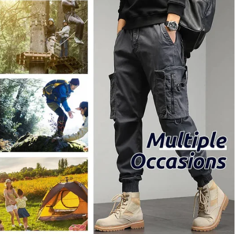 "Herren Slim-Fit Cargohose, dunkelblau, mit praktischen Taschen, ideal für Alltag und Ausflüge, stilvoll und funktional"
