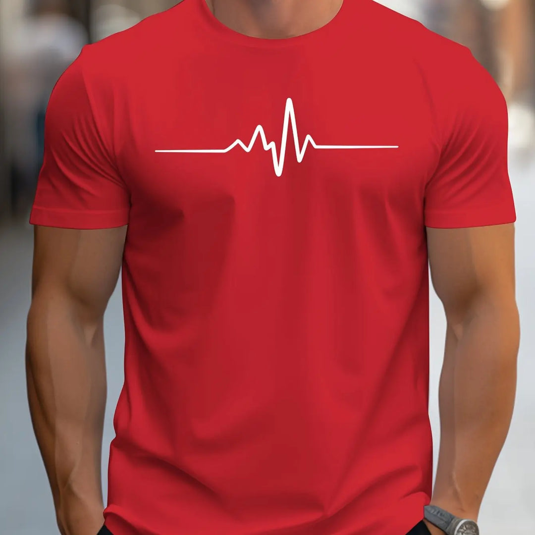 "Herren Slim Fit T-Shirt mit Herzschlag Design, figurbetonter Schnitt, kurzärmlig, modernes und stilvolles Erscheinungsbild"