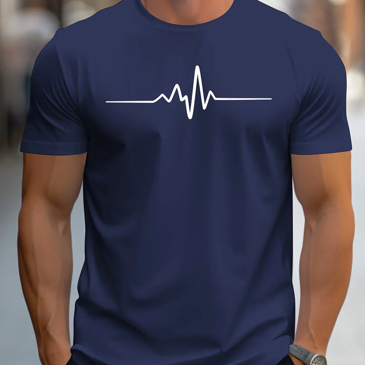 "Herren Slim Fit T-Shirt mit Herzschlag Design, figurbetonter Schnitt, kurzärmlig, modernes und stilvolles Erscheinungsbild"