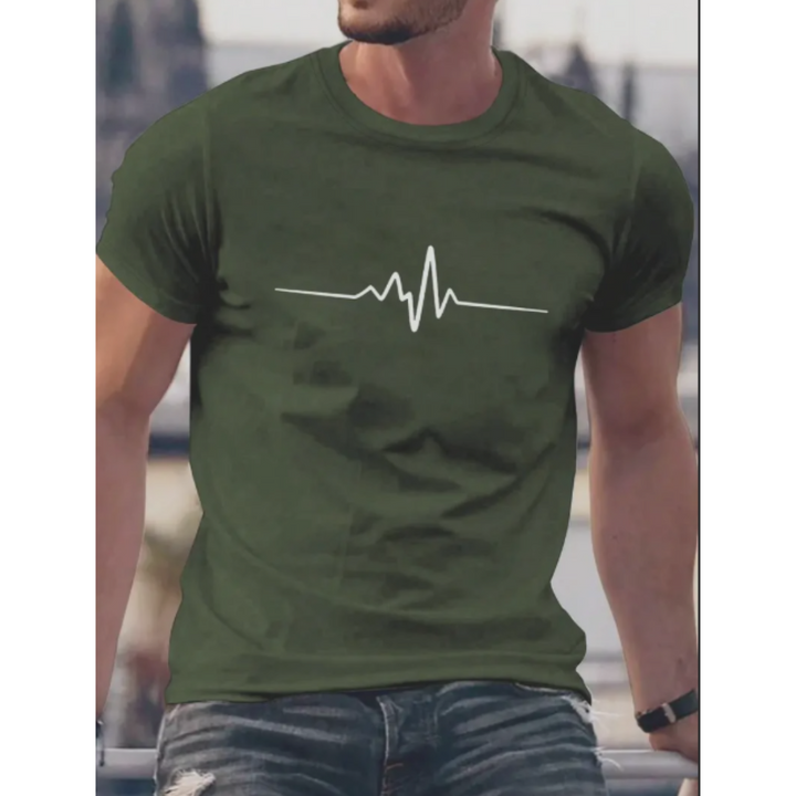"Herren Slim Fit T-Shirt mit Herzschlag Design, figurbetonter Schnitt, kurzärmlig, modernes und stilvolles Erscheinungsbild"