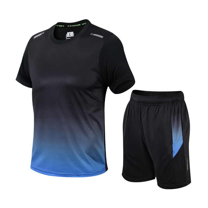 "Herren Sportbekleidungs-Set mit Farbgradient, atmungsaktiver Stoff, elastische Passform, schnelltrocknend"