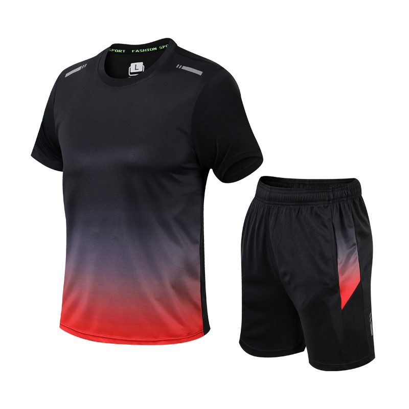 "Herren Sportbekleidungs-Set mit Farbgradient, atmungsaktiver Stoff, elastische Passform, schnelltrocknend"