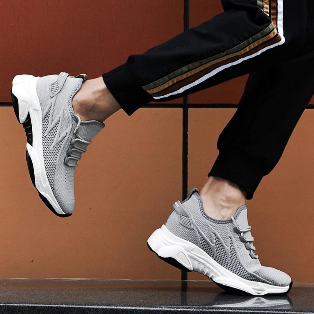"Herren Sportschuhe, atmungsaktiv & leicht, mit Höhenerhöhung, moderne Optik, für Sport und Freizeit, Grau Variante."