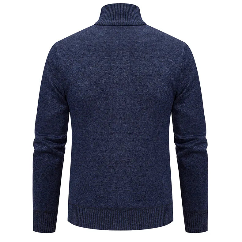 "Herren Strickjacke mit Reißverschluss aus Kaschmir-Baumwolle, elegant und modern für den stilbewussten Mann."