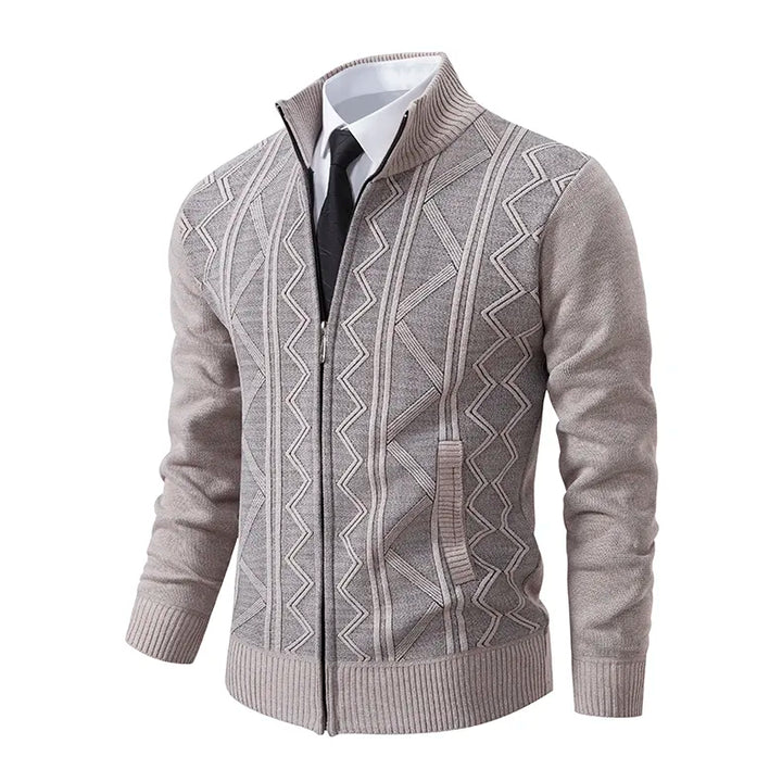 "Herren Strickjacke mit Reißverschluss aus Kaschmir-Baumwolle, elegant und modern für den stilbewussten Mann."