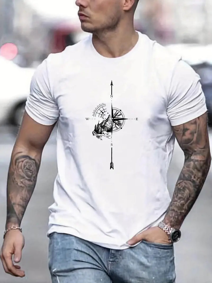 Herren T-Shirt mit Aufdruck, elastisch, normal geschnitten, lässiger Stil, passt ideal für vielseitige Anlässe