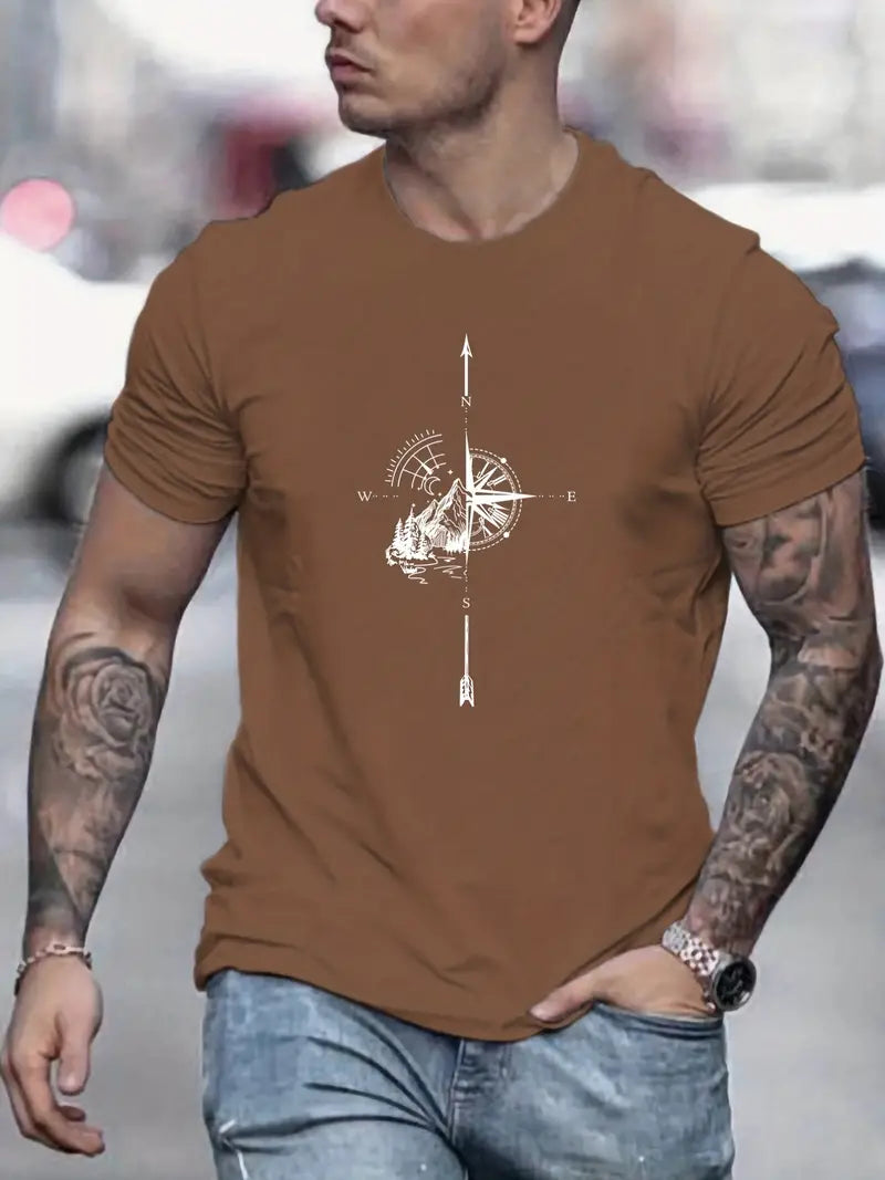 Herren T-Shirt mit Aufdruck, elastisch, normal geschnitten, lässiger Stil, passt ideal für vielseitige Anlässe
