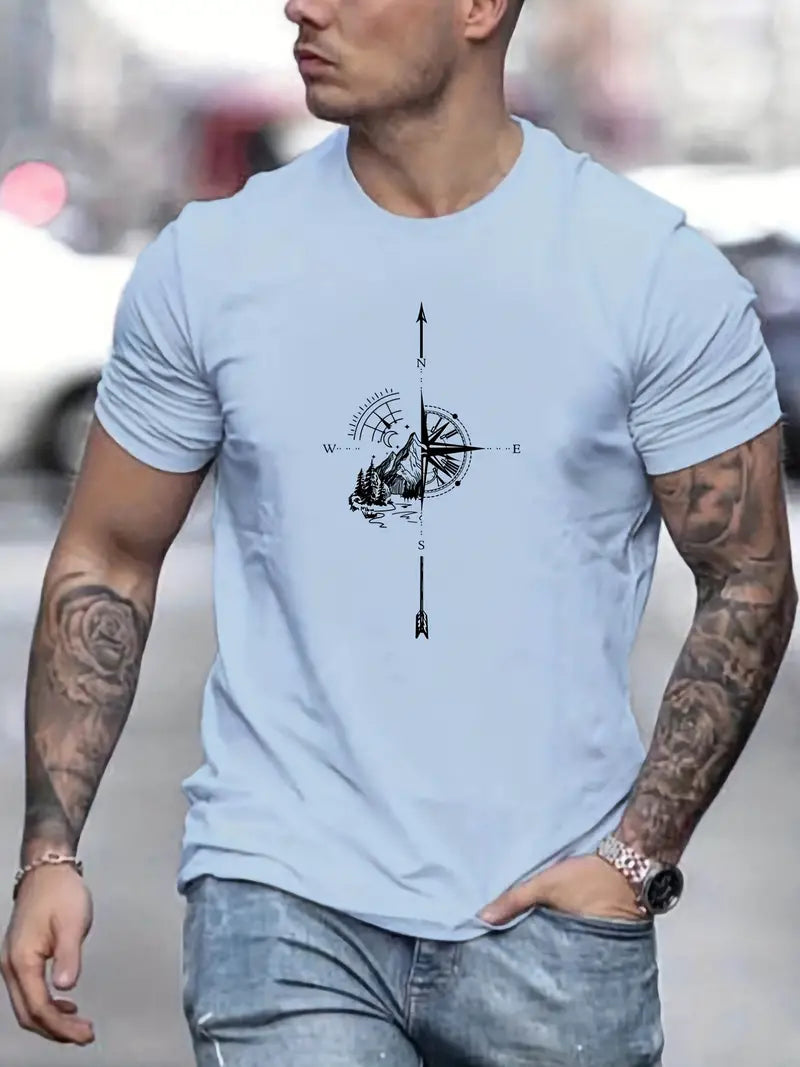 Herren T-Shirt mit Aufdruck, elastisch, normal geschnitten, lässiger Stil, passt ideal für vielseitige Anlässe