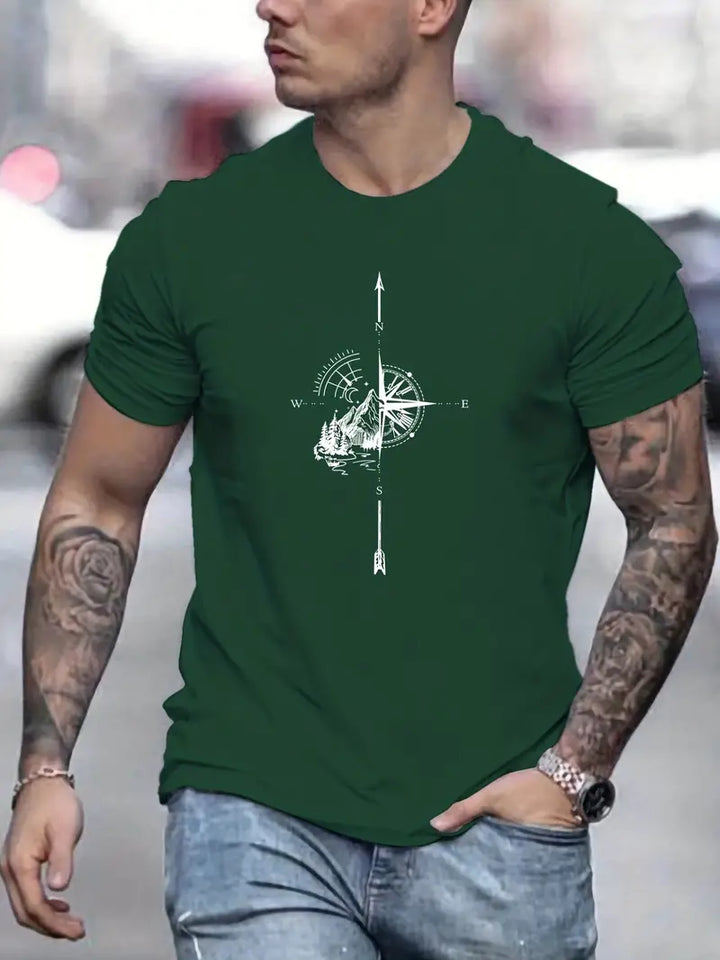 Herren T-Shirt mit Aufdruck, elastisch, normal geschnitten, lässiger Stil, passt ideal für vielseitige Anlässe
