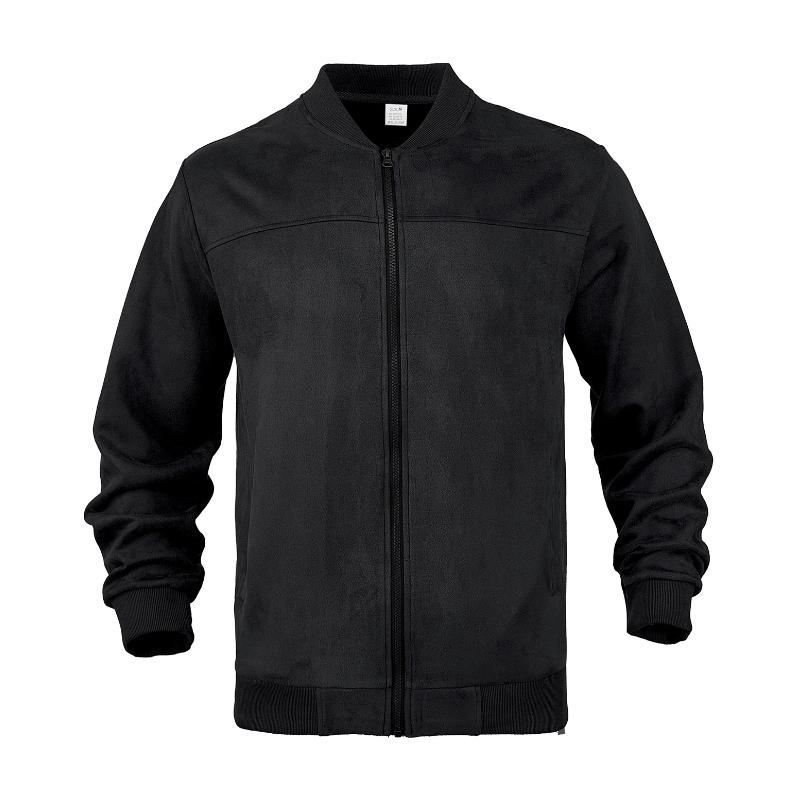 "Herren Vintage Wildlederjacke mit Stehkragen, braun, luxuriöse Textur, zeitloser Stil, elegant und gemütlich, vielseitig."