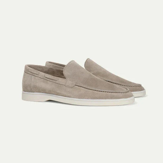 "Herren Wildleder-Slipper, elegant, komfortabel, in braunem Nachahmung Wildleder mit flexibler Gummisohle, Slip-on-Design"