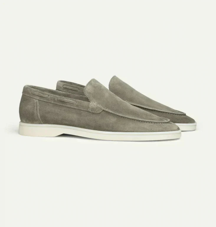 "Herren Wildleder-Slipper, elegant, komfortabel, in braunem Nachahmung Wildleder mit flexibler Gummisohle, Slip-on-Design"