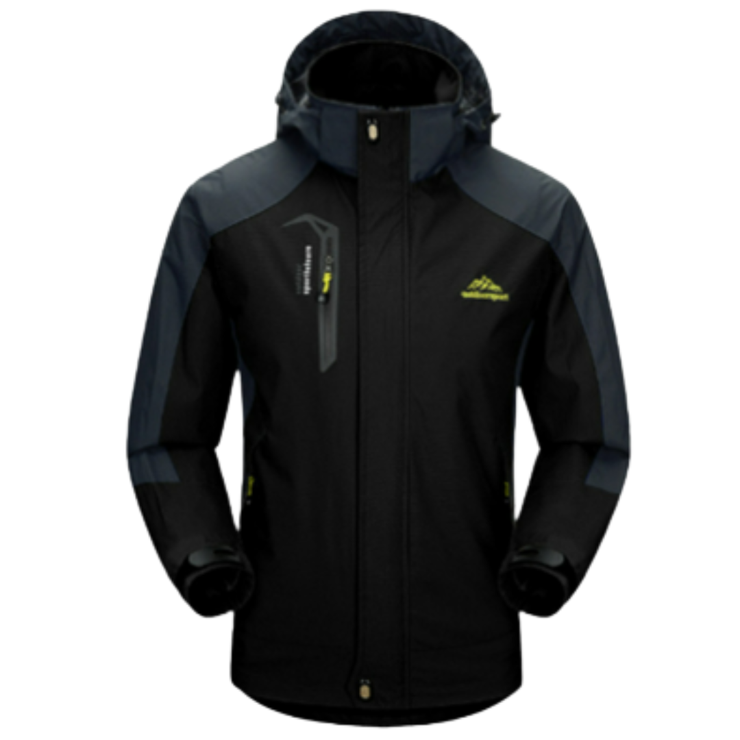 Herren Winterjacke mit Kapuze, isoliert, stilvoll, schwarz, bietet Wärme und Komfort bei kaltem Wetter.