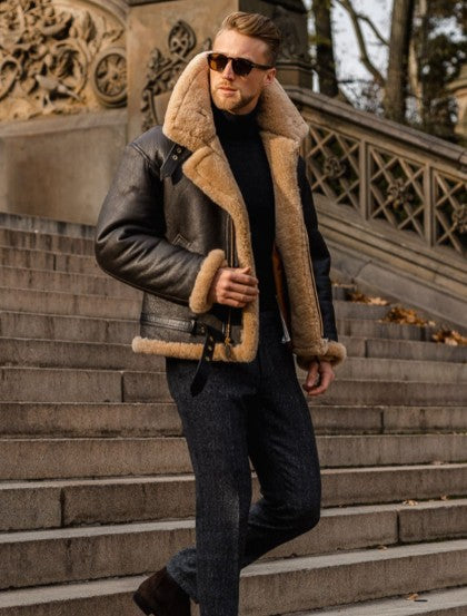 "Herrenjacke mit Reißverschluss, Gürtel, elegant, schwarz, Kälteschutz, vielseitig, modisch, passend für jeden Anlass"