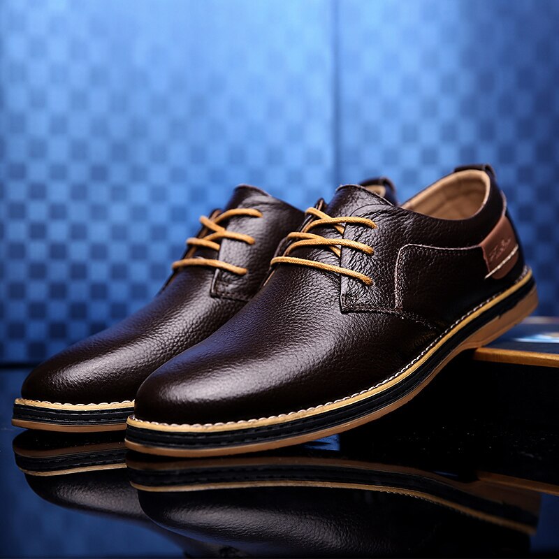 Herrenleder-Oxfordschuhe in Blau, hochwertiges Leder, klassische Eleganz, robust mit Gummisohle, ideal für alle Anlässe.