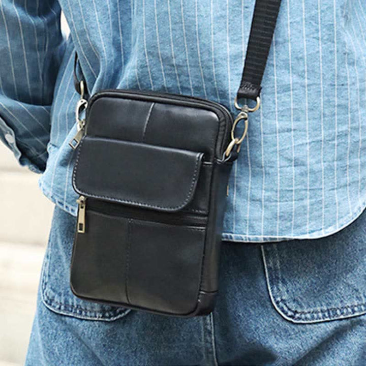 "Herrenumhängetasche aus echtem Leder in Braun, elegant und funktional, ideal für den täglichen Gebrauch"