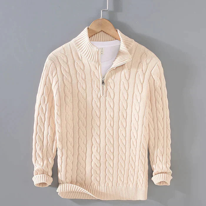 "Herrlicher Wollpullover Maël in Grau, stilvoll und warm, ideal für kalte Tage, klassisch und vielseitig kombinierbar."
