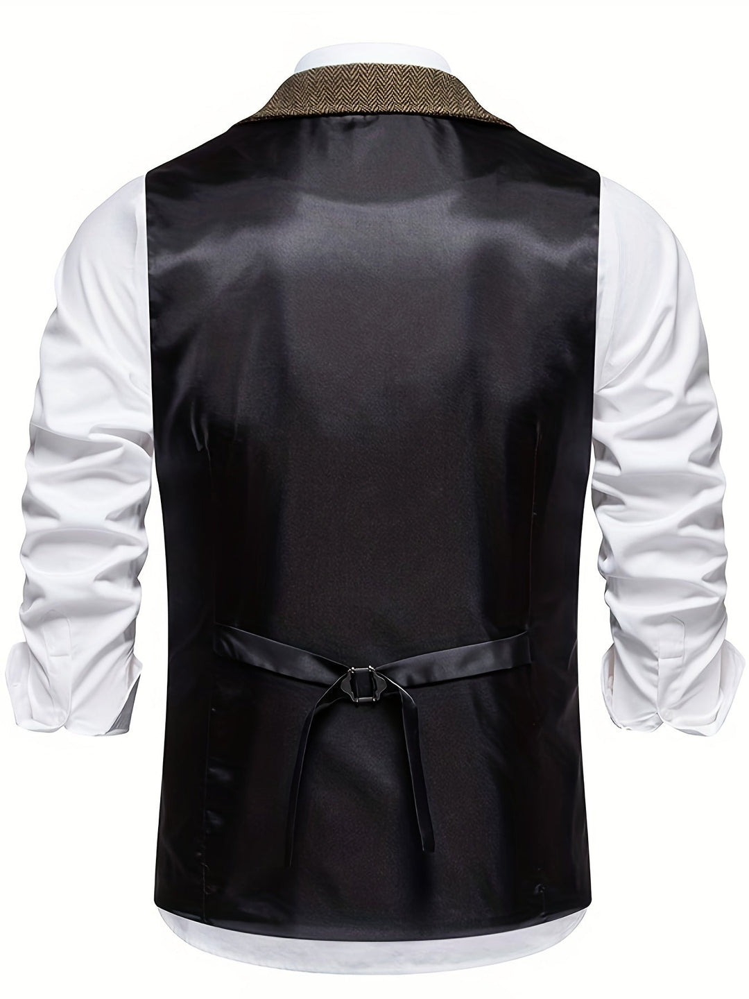 "Herrrenweste mit Fischgrätmuster für elegante Herren, schmale Passform, ideal für formelle Anlässe, zeitlose Eleganz."
