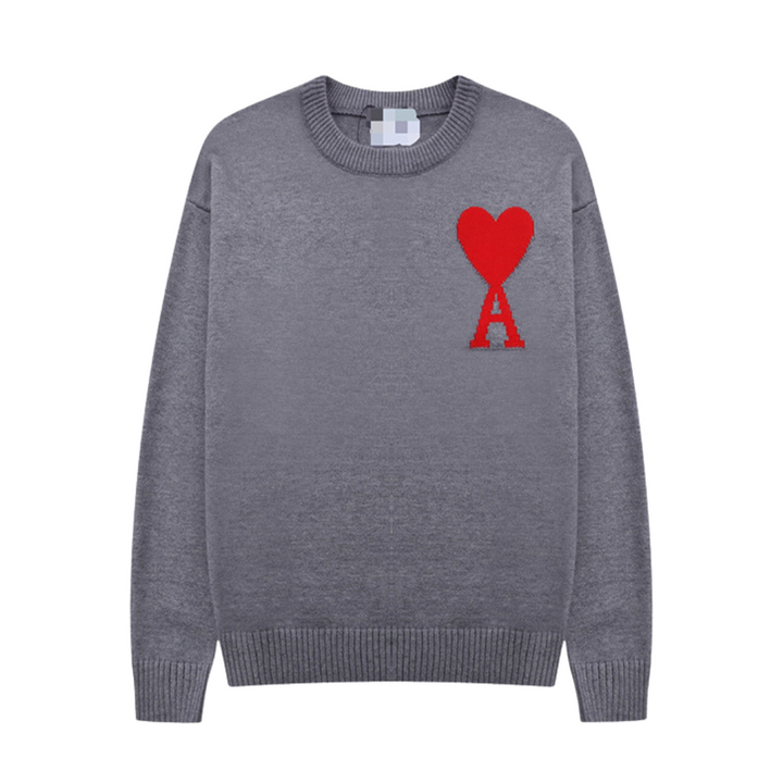 "Herz-Pullover für Damen, weich, weiß, mit Herzen, modisch und bequem, ideal für kalte Tage, vielseitig kombinierbar."