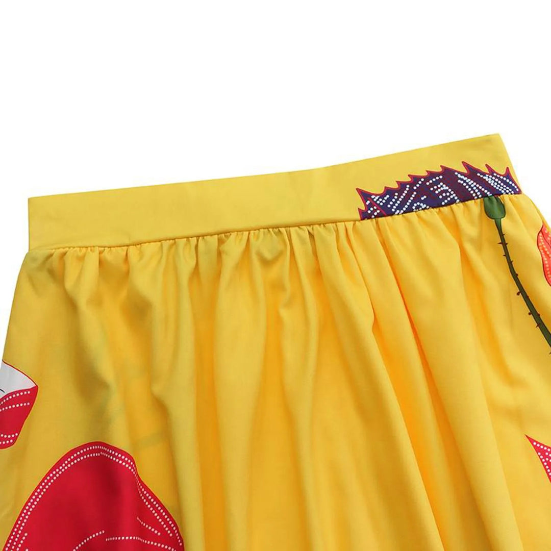 "Hochtaillierter Damen Maxi-Rock mit Blumenprint, elegant und fließend für einen femininen Sommerlook."
