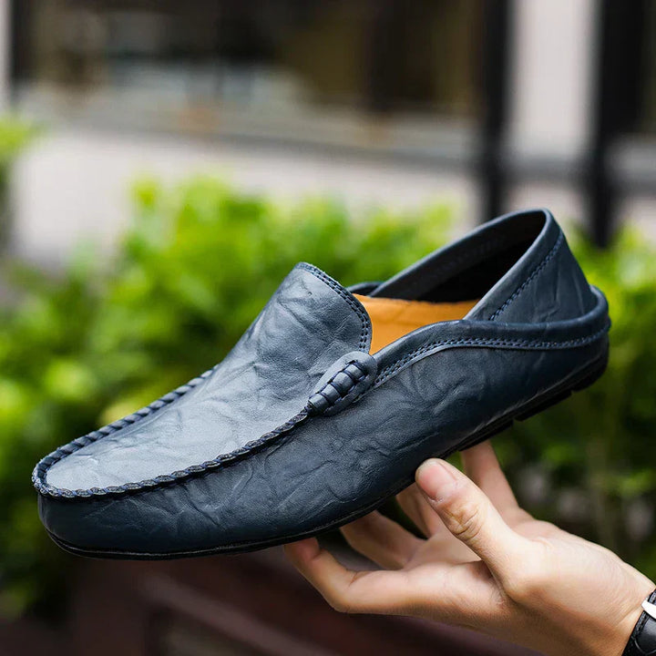 "Hochwertige Herren-Leder-Loafers in Schwarz, klassisches Design, edel, komfortabel, aus atmungsaktivem, langlebigem Material