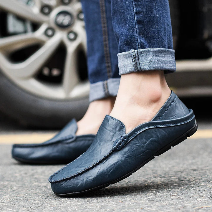 "Hochwertige Herren-Leder-Loafers in Schwarz, klassisches Design, edel, komfortabel, aus atmungsaktivem, langlebigem Material