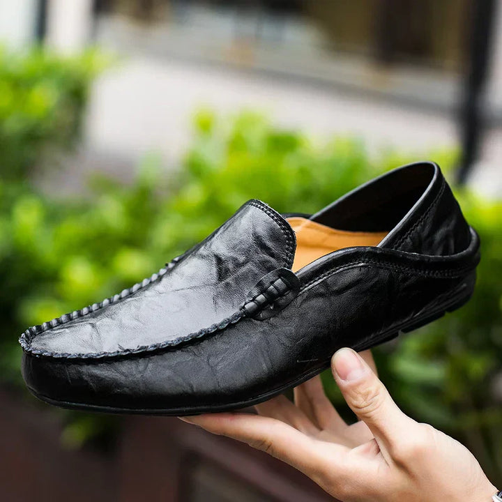 "Hochwertige Herren-Leder-Loafers in Schwarz, klassisches Design, edel, komfortabel, aus atmungsaktivem, langlebigem Material