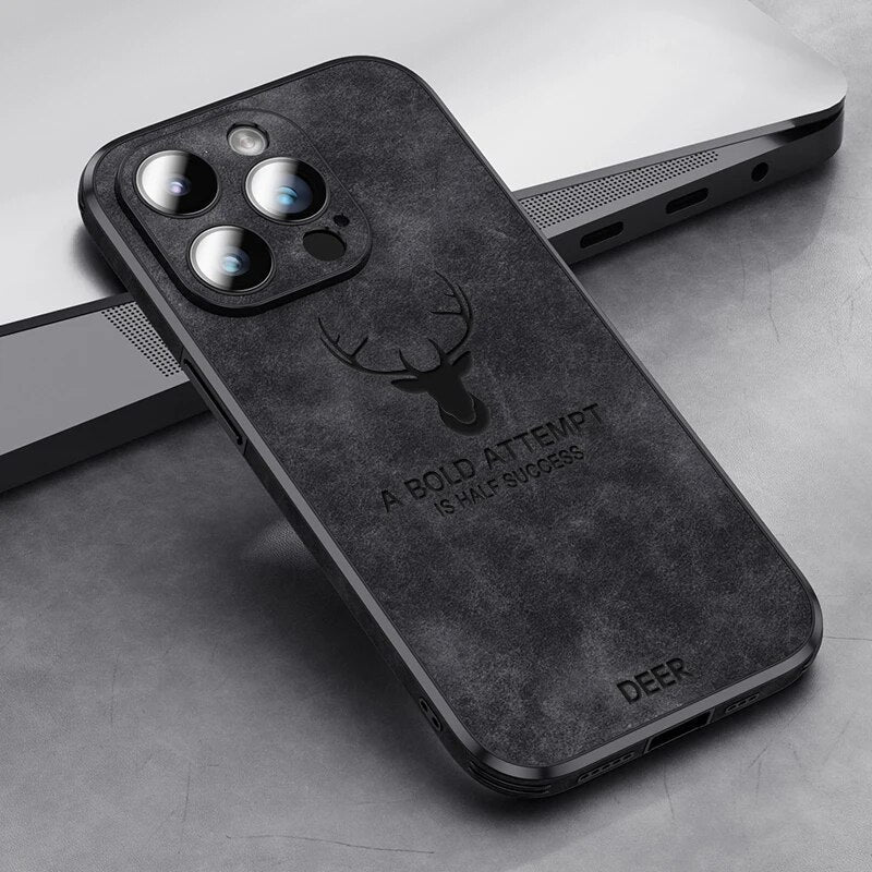 "Hochwertige Wildleder iPhone-Hülle, stoßfest, grün, mit Kameraschutz, luxuriöses Design, kompatibel mit iPhone 12-15"