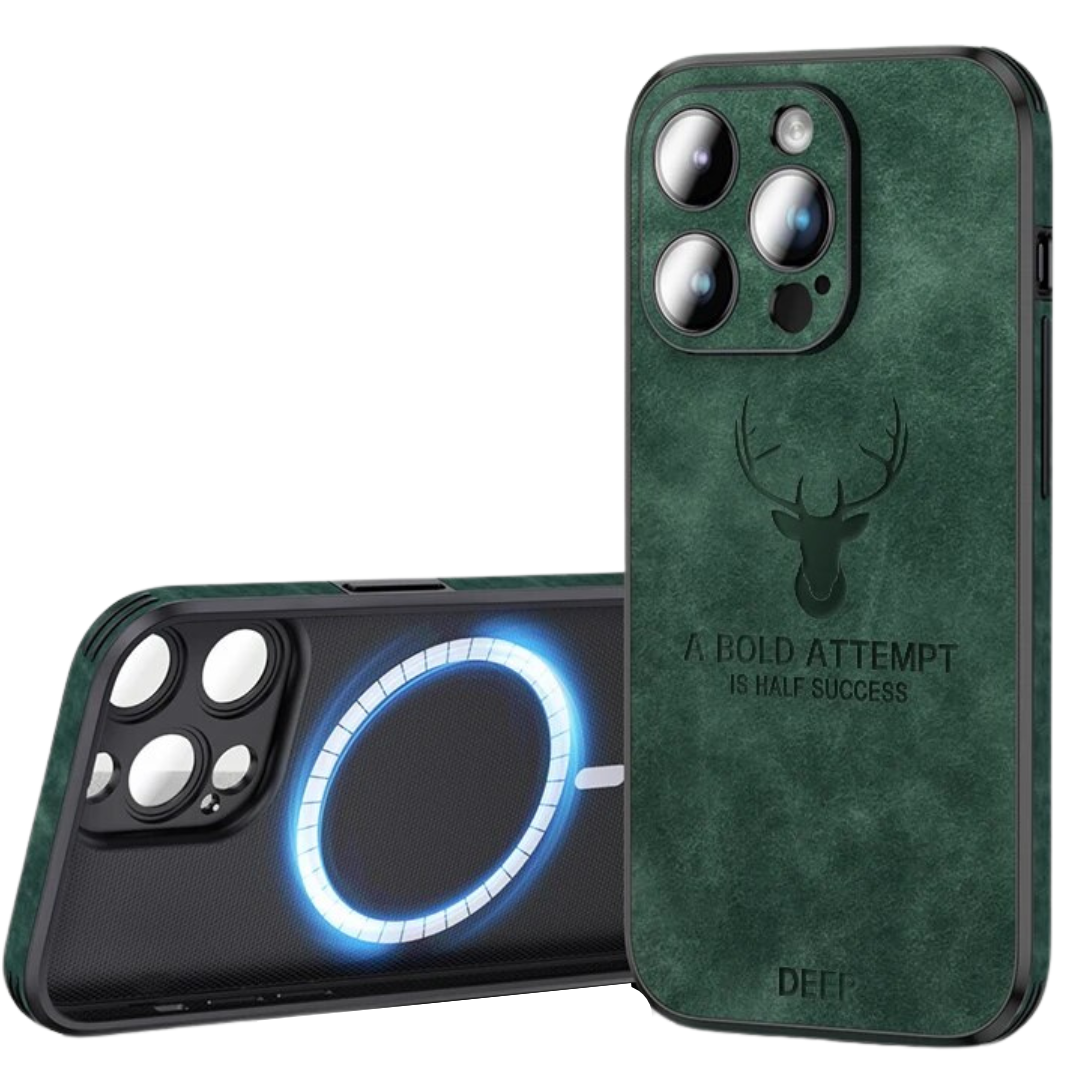 "Hochwertige Wildleder iPhone-Hülle, stoßfest, grün, mit Kameraschutz, luxuriöses Design, kompatibel mit iPhone 12-15"