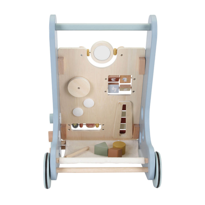 "Holz-Aktivitäts-Babywalker, unterstützt erste Schritte, bunte Spielstationen, robuste Bauweise, gummierte Räder, ideal ab 12